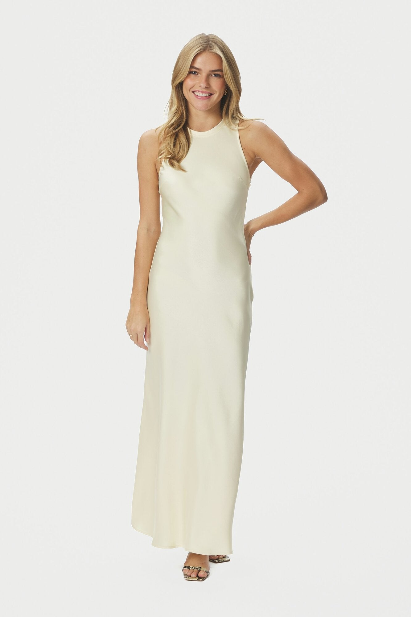 Celinie Heavy Sateen kjole - lysegul