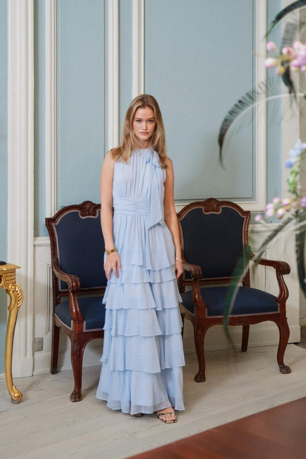 Marli Solid Chiffon kjole - lyseblå