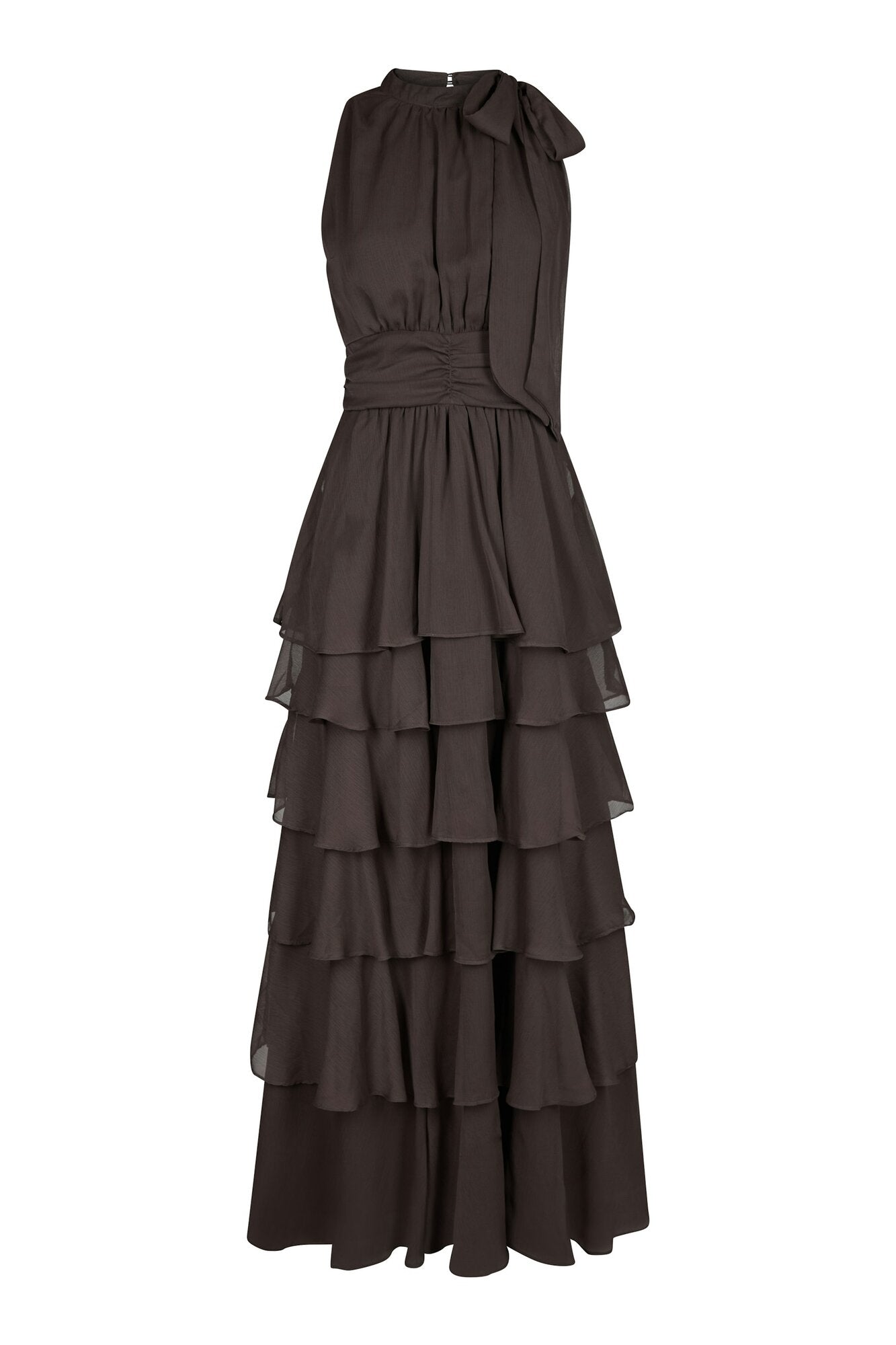 Marli Solid Chiffon kjole - Dusty Brown