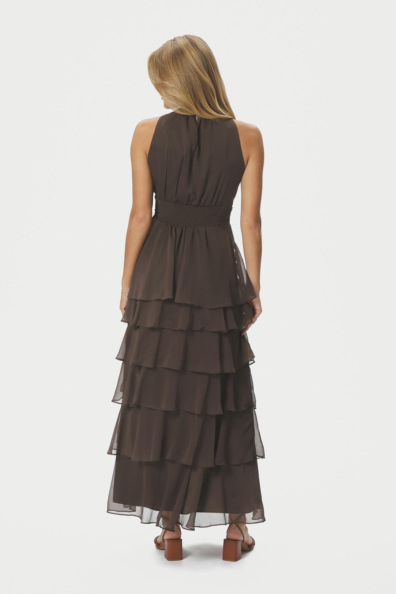 Marli Solid Chiffon kjole - Dusty Brown