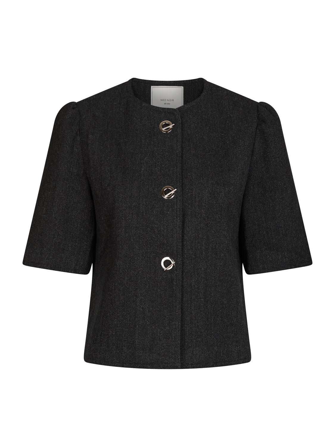 Xanthe Herringbone kortærmet blazer - mørkegrå