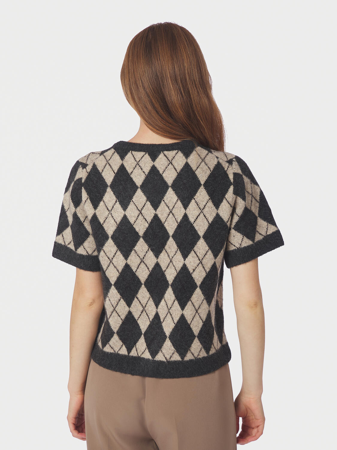 Allestar Check kortærmet cardigan - beige