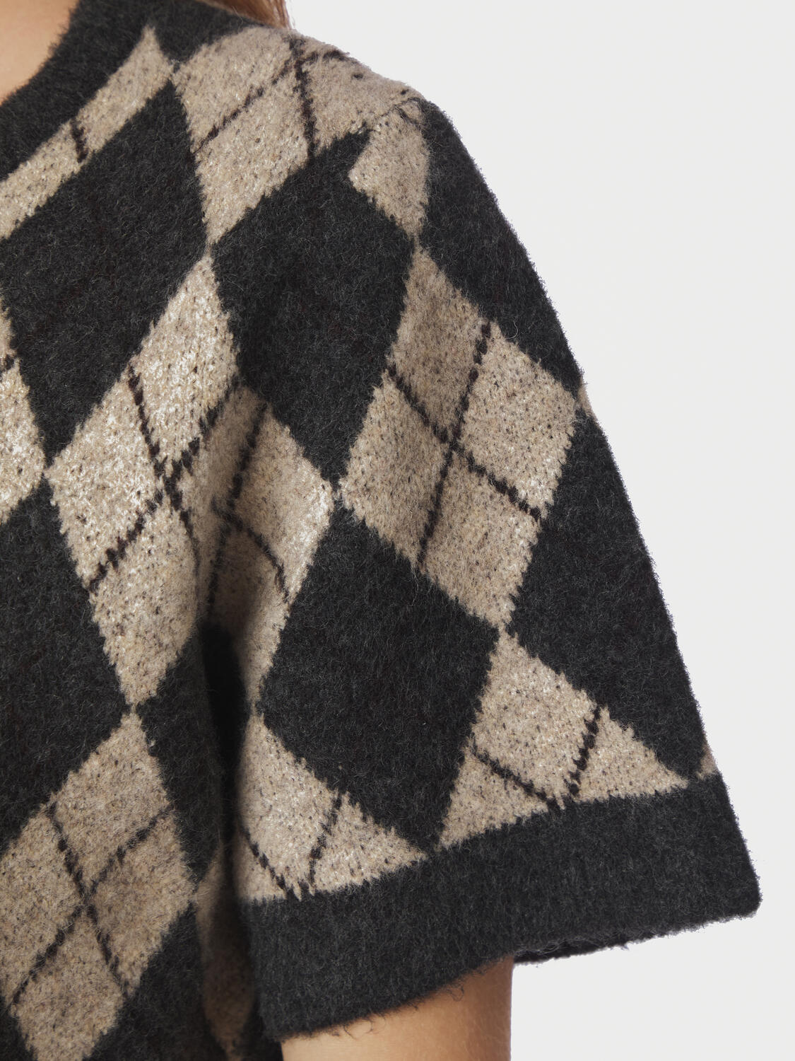 Allestar Check kortærmet cardigan - beige