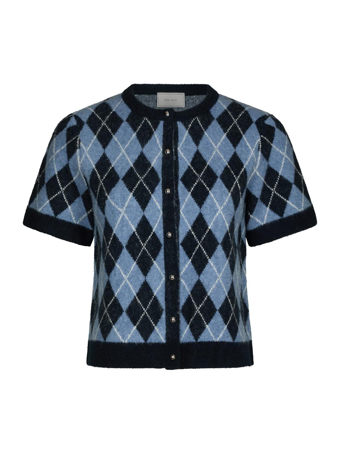 Allestar Check kortærmet cardigan - Navy