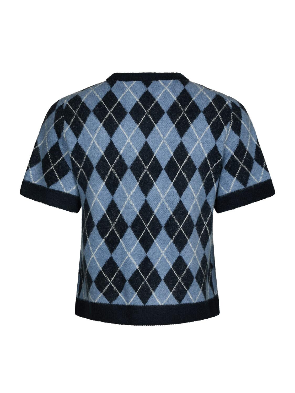 Allestar Check kortærmet cardigan - Navy