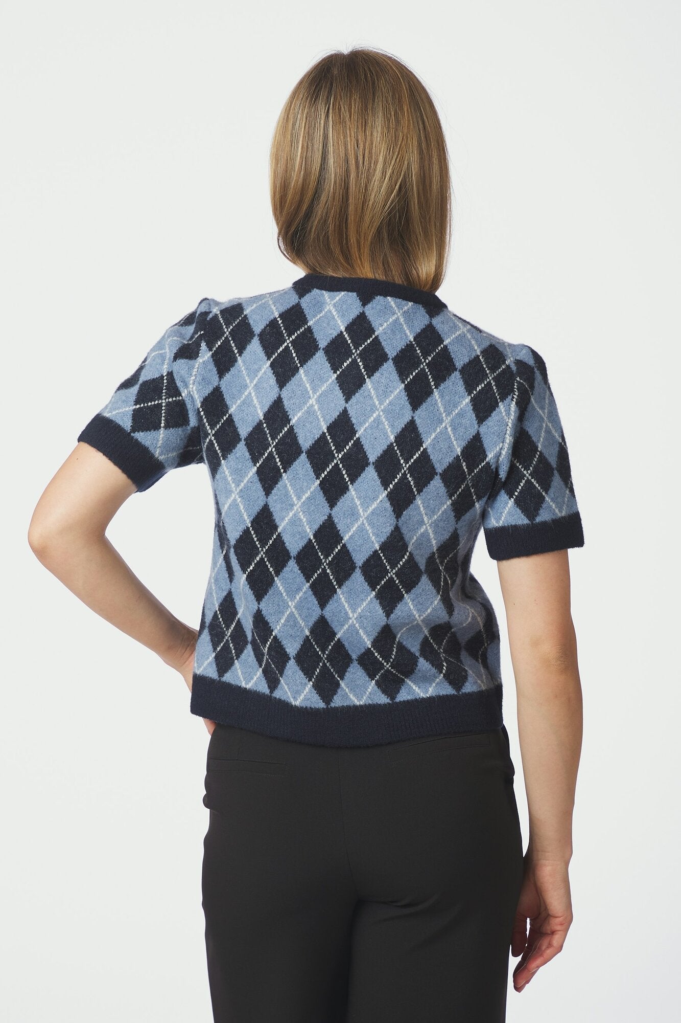 Allestar Check kortærmet cardigan - Navy