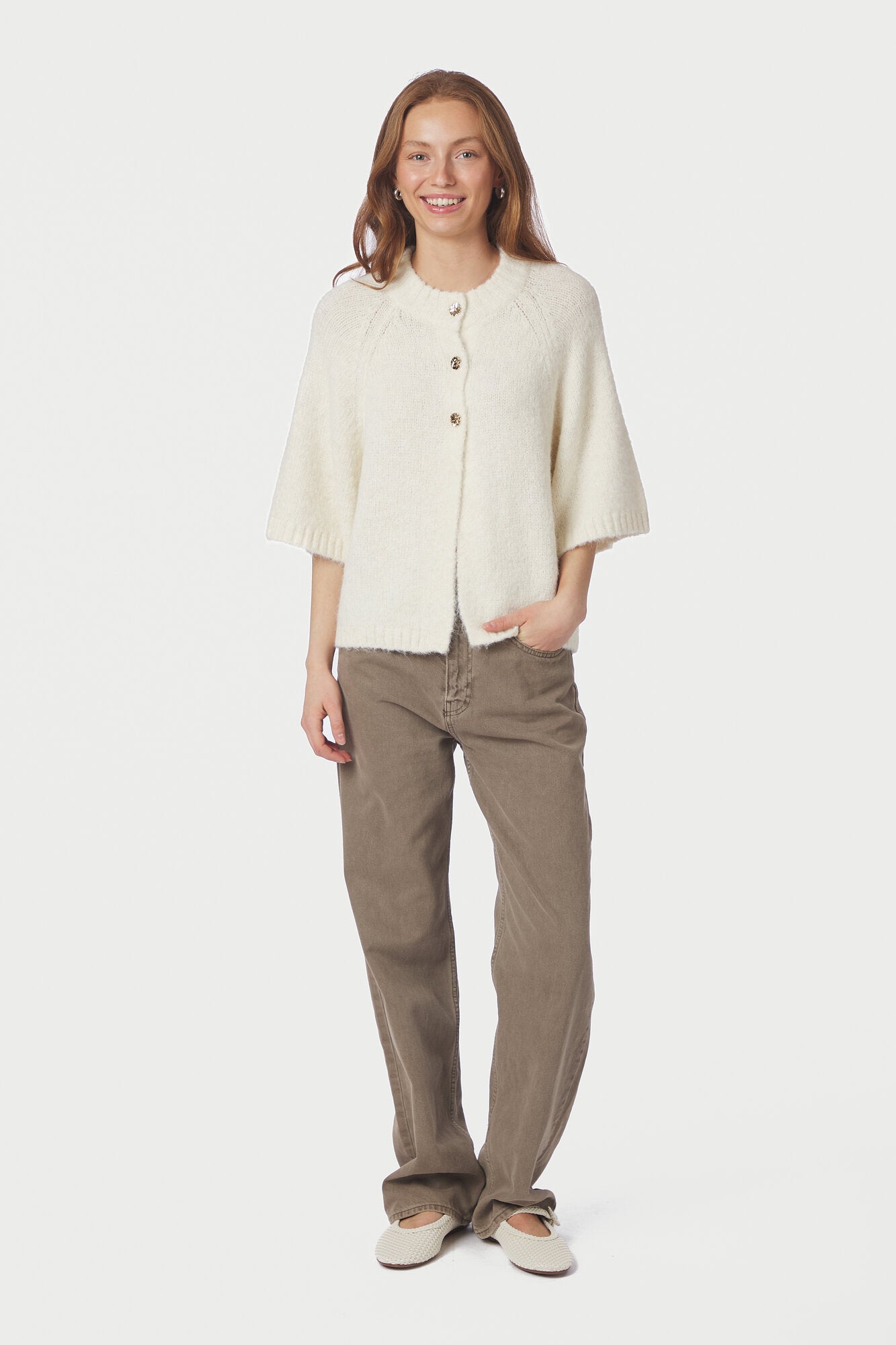 Benuta Fluffy cardigan - råhvid