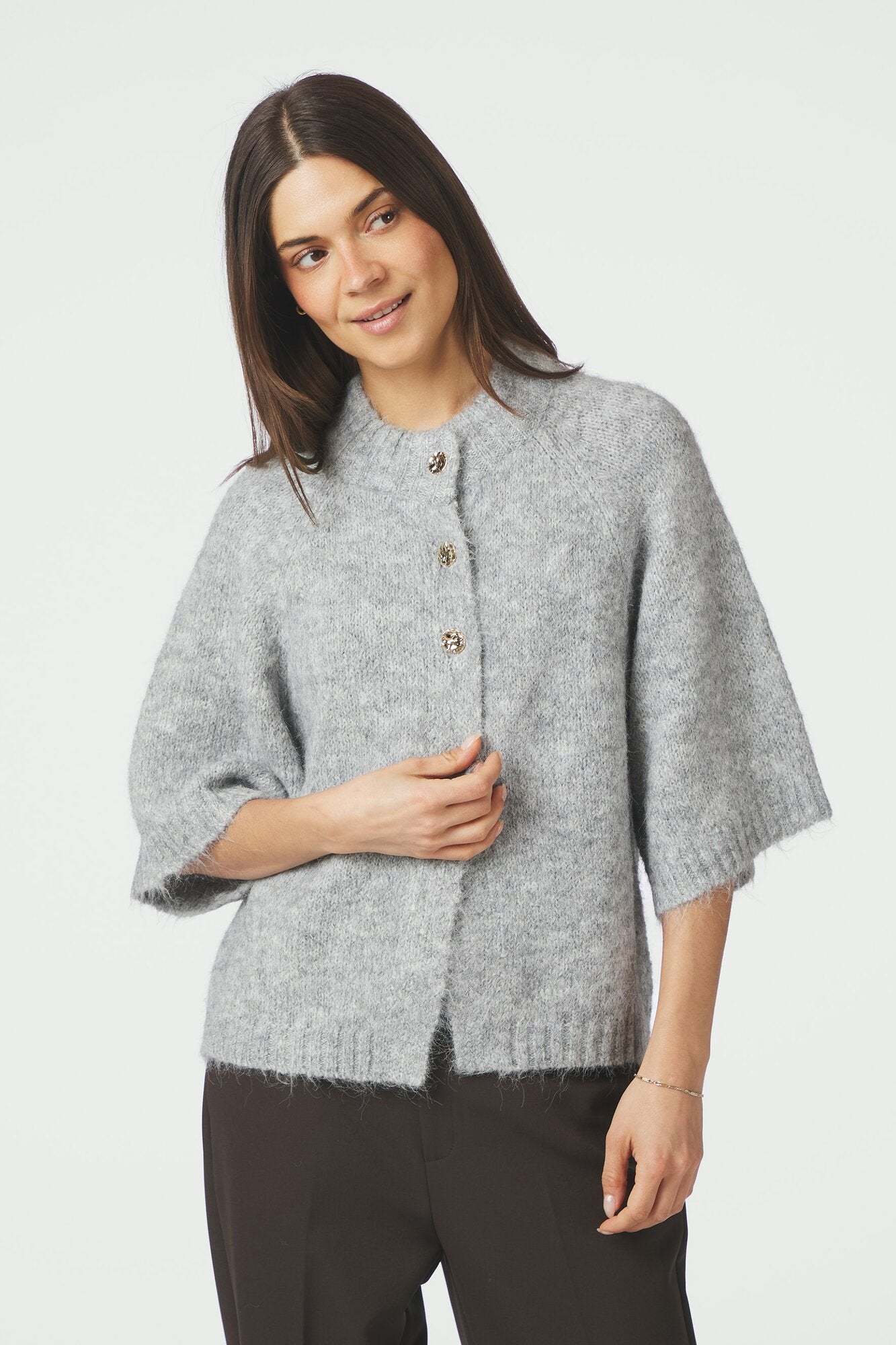 Benuta Fluffy cardigan - Grey Melange