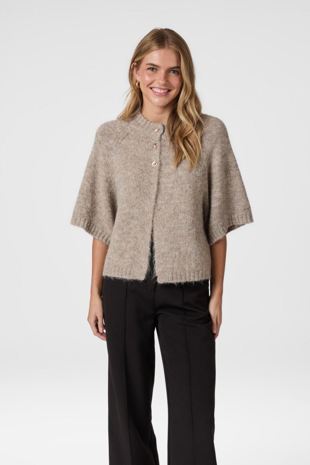 Benuta Fluffy cardigan - Beige Melange