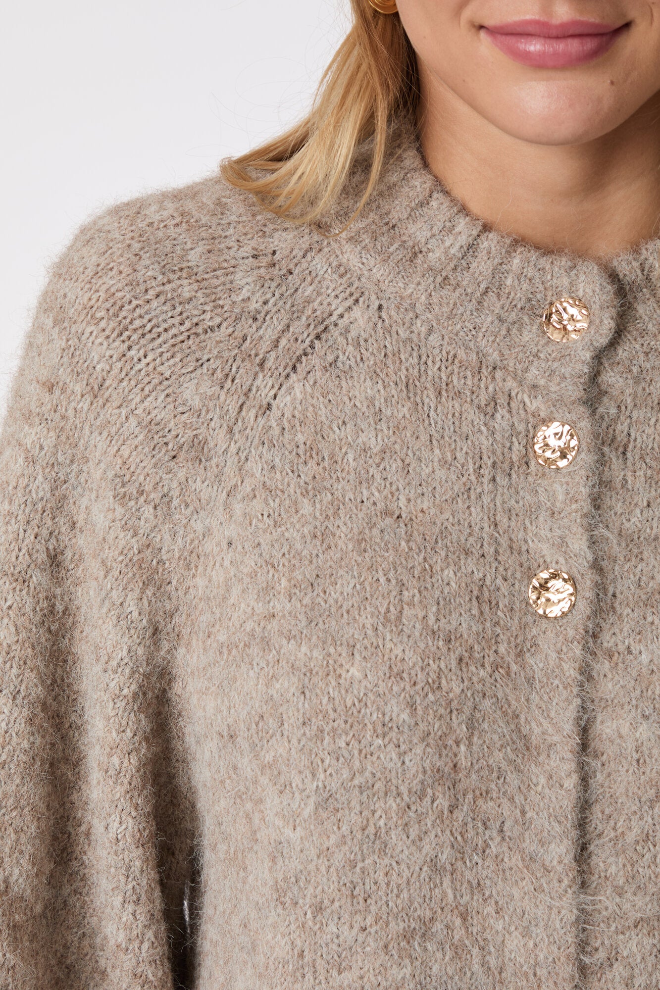 Benuta Fluffy cardigan - Beige Melange