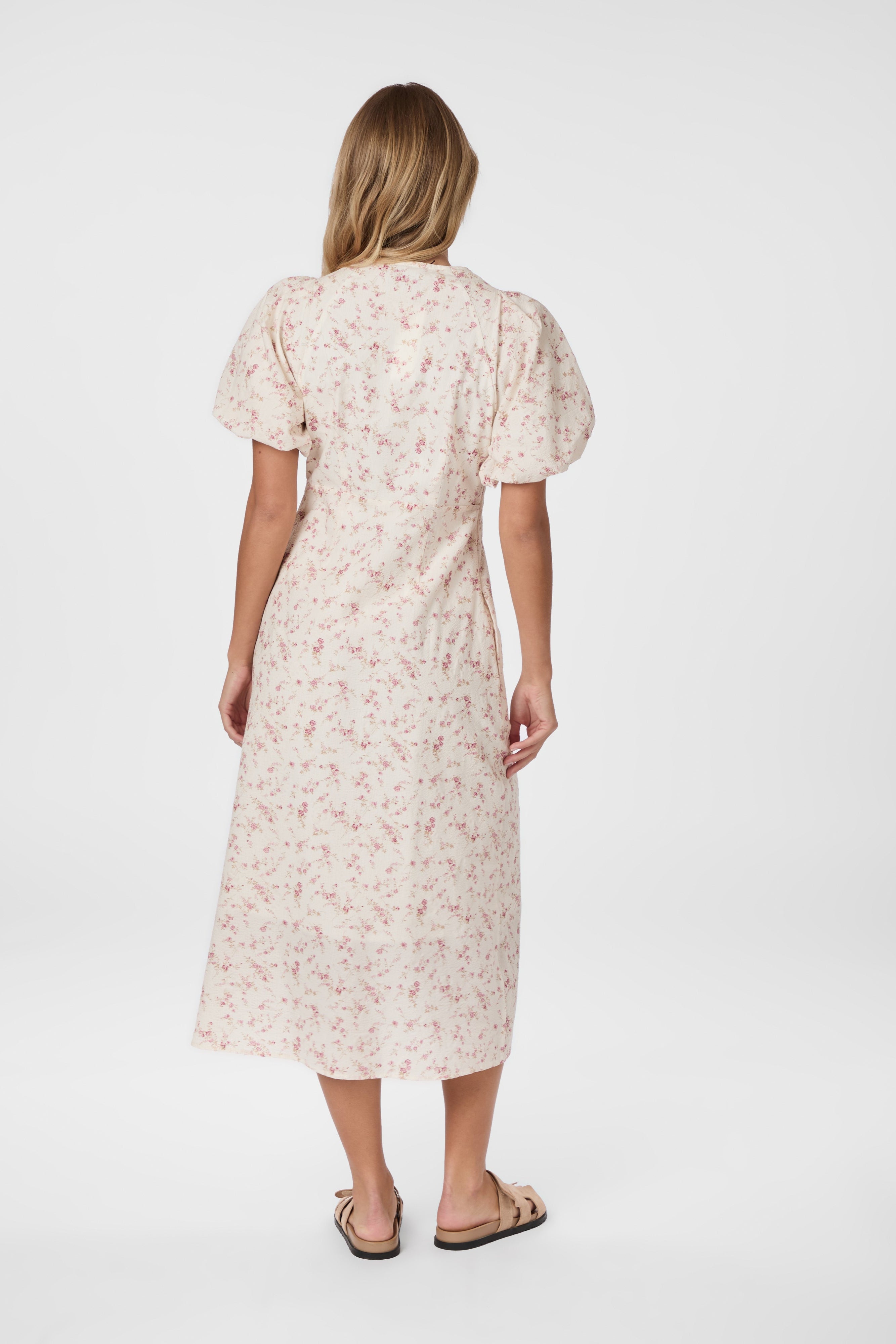 Illana Print midi kjole - Dusty Rose