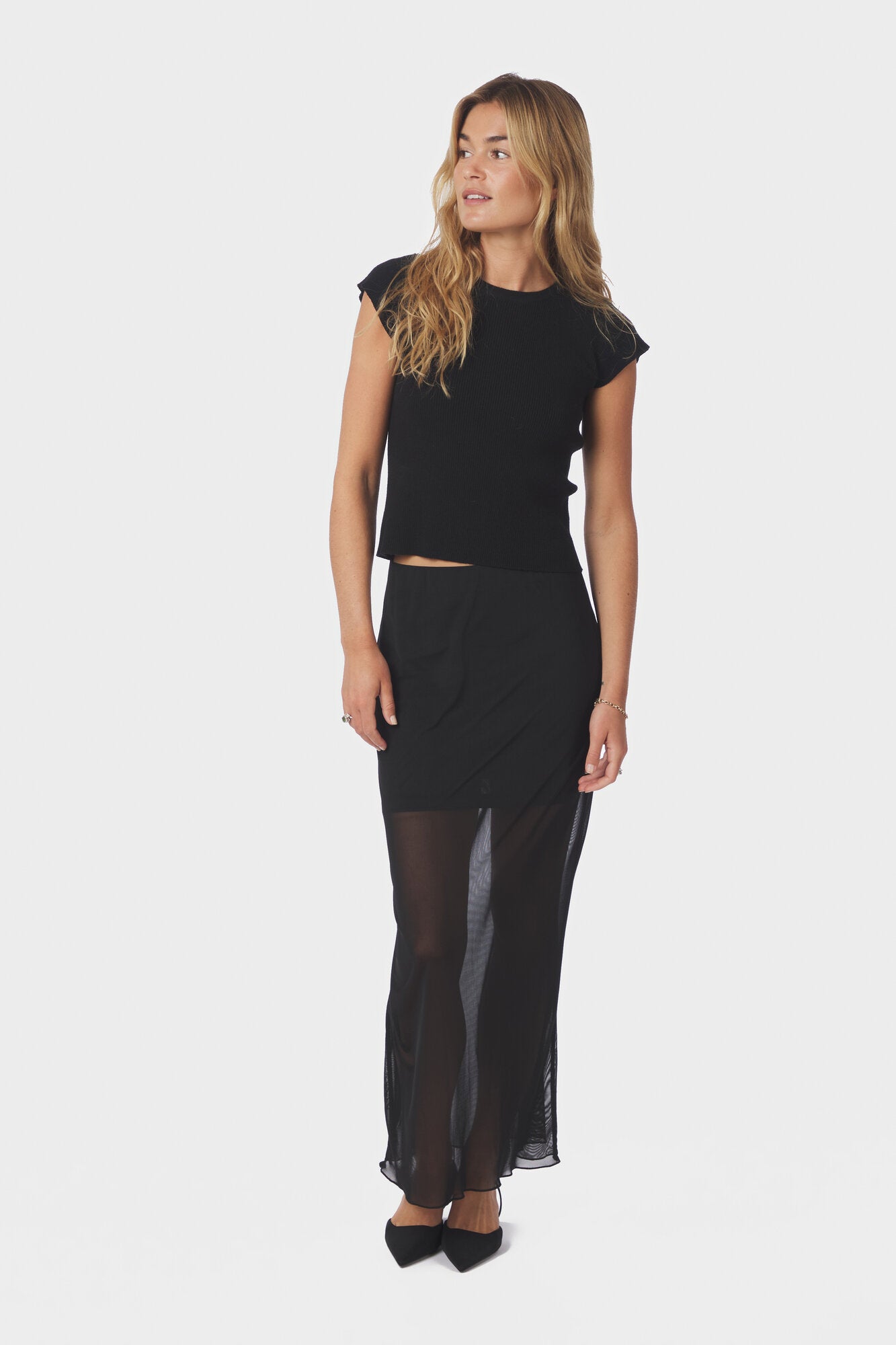 Marlise Mesh nederdel - sort