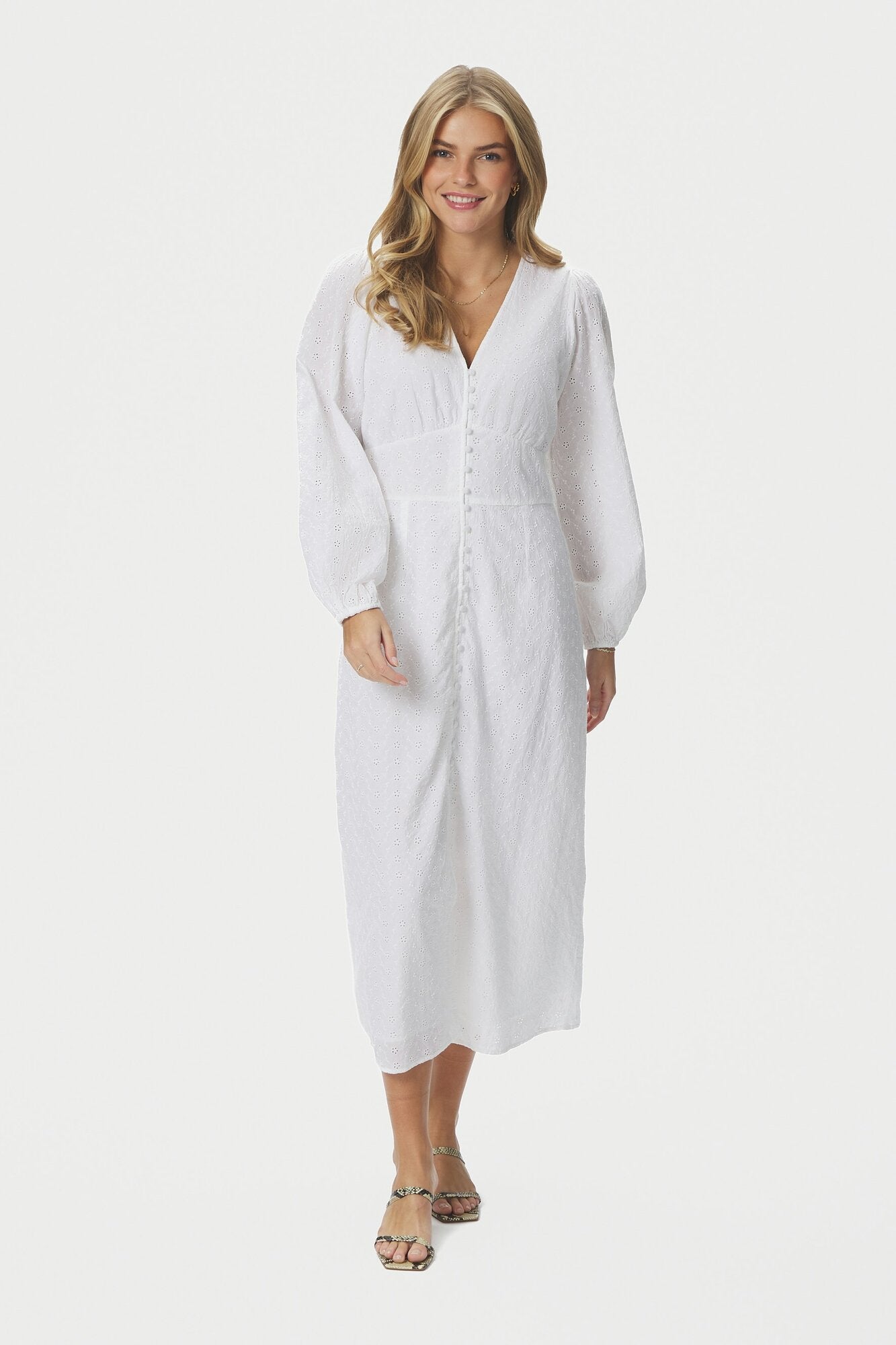 Alto Embroidery kjole - hvid