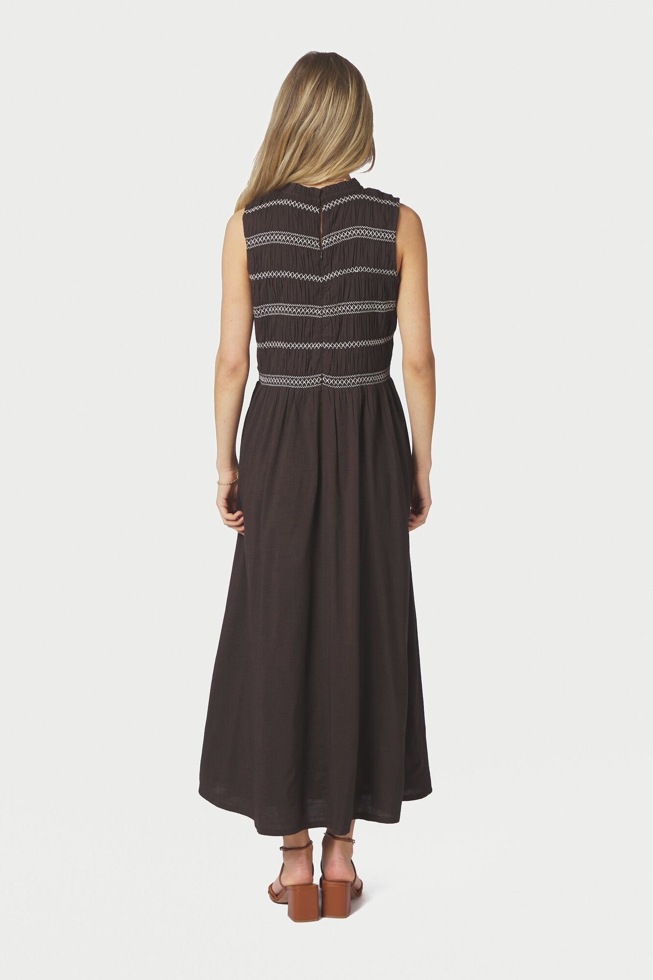 Atika Deco Smock kjole - mørkebrun