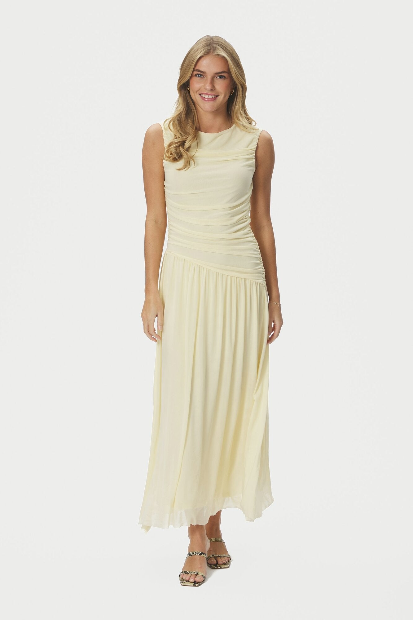 Cludine Mesh kjole - Light Yellow