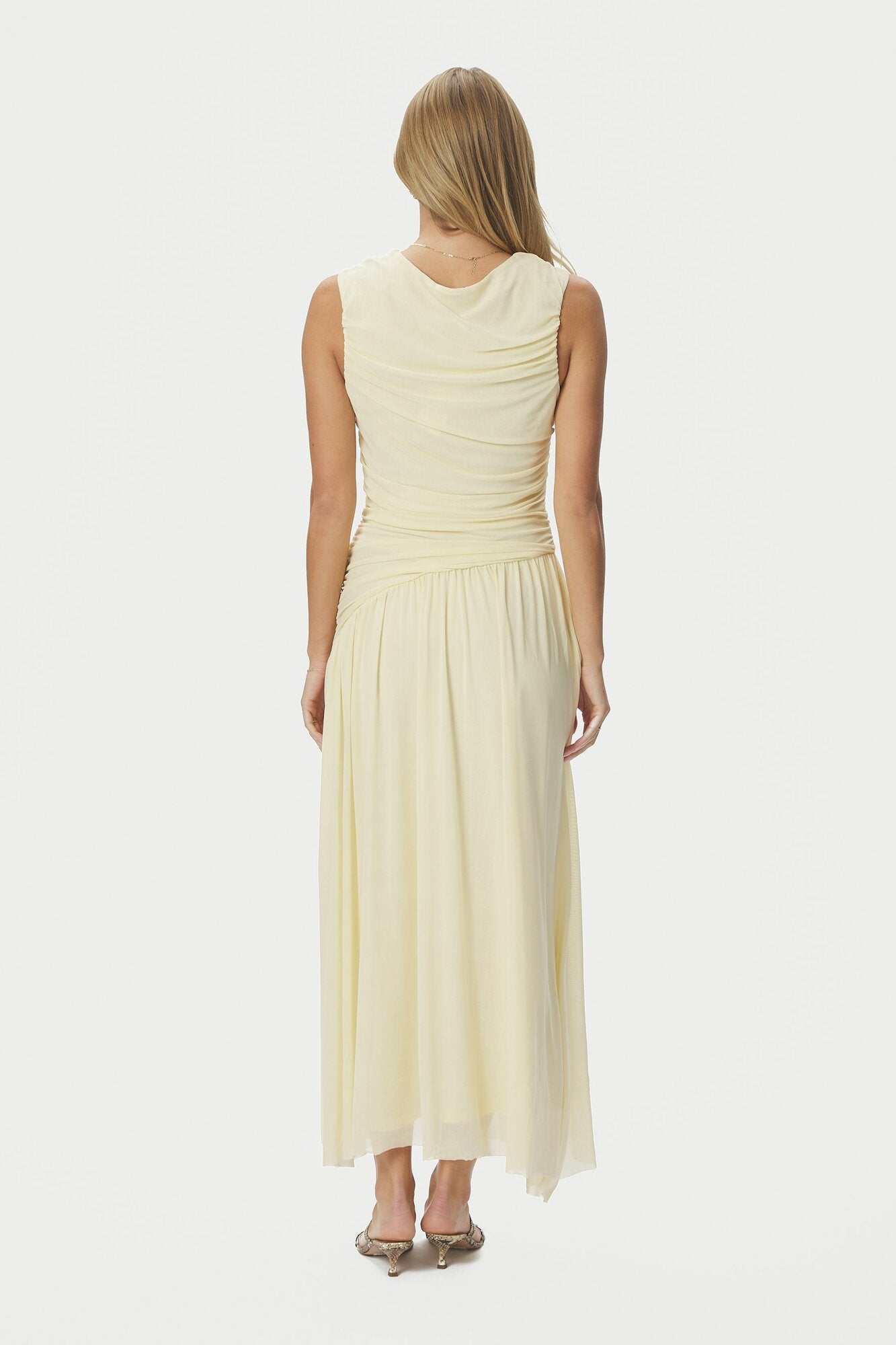 Cludine Mesh kjole - Light Yellow