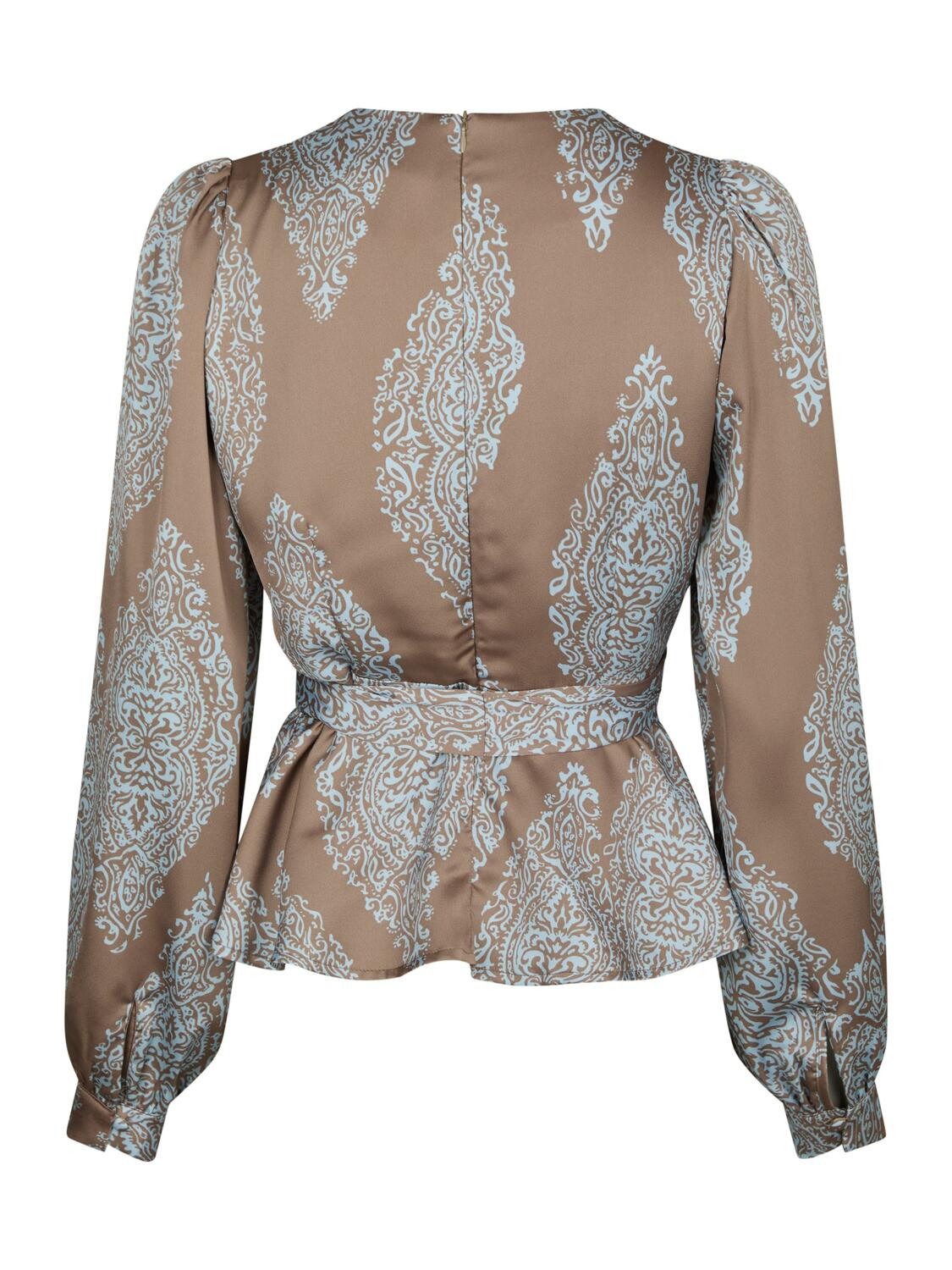 Rista Paisley Drop bluse - Dark Taupe/Light Blue