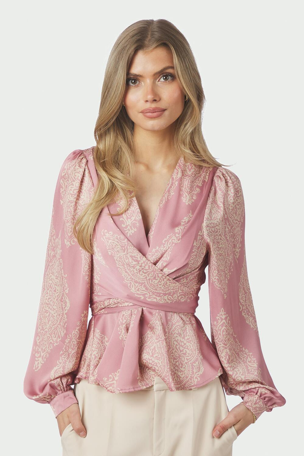 Rista Paisley Drop bluse - Evening Rose