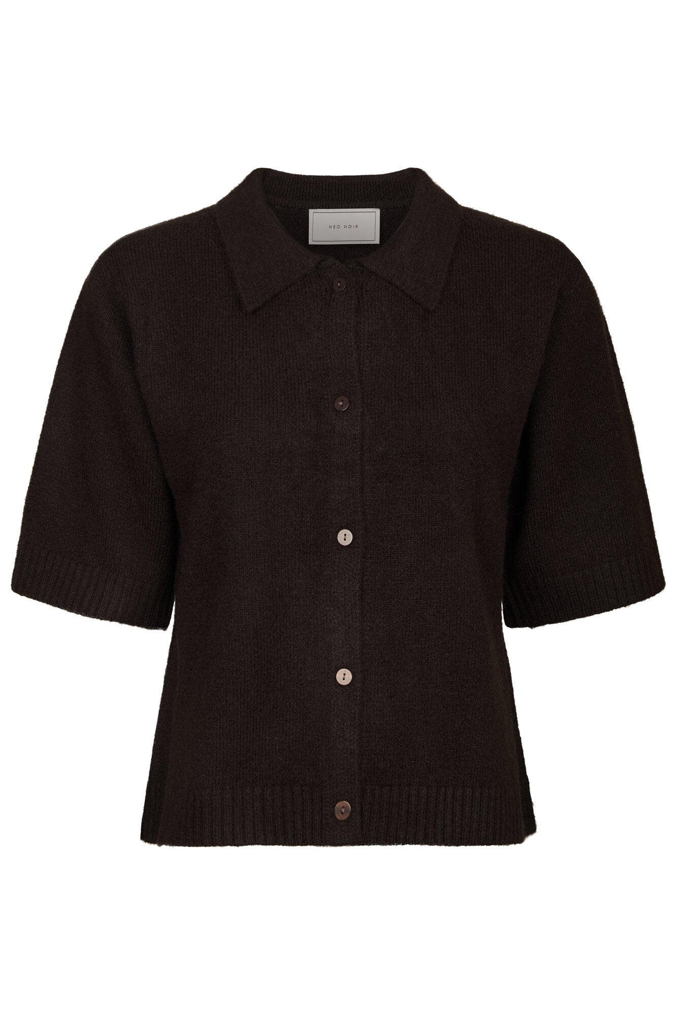 Cunna strikket polotrøje - mørkebrun