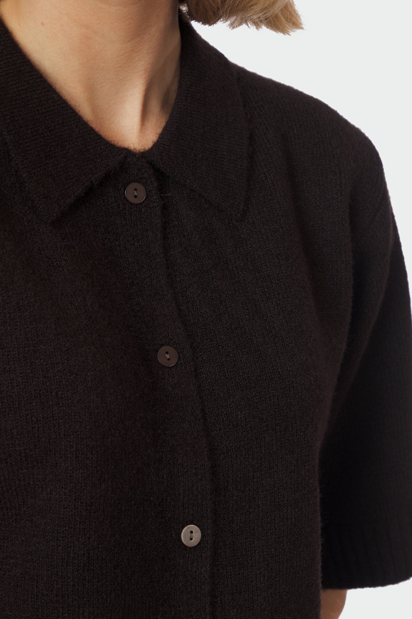 Cunna strikket polotrøje - mørkebrun