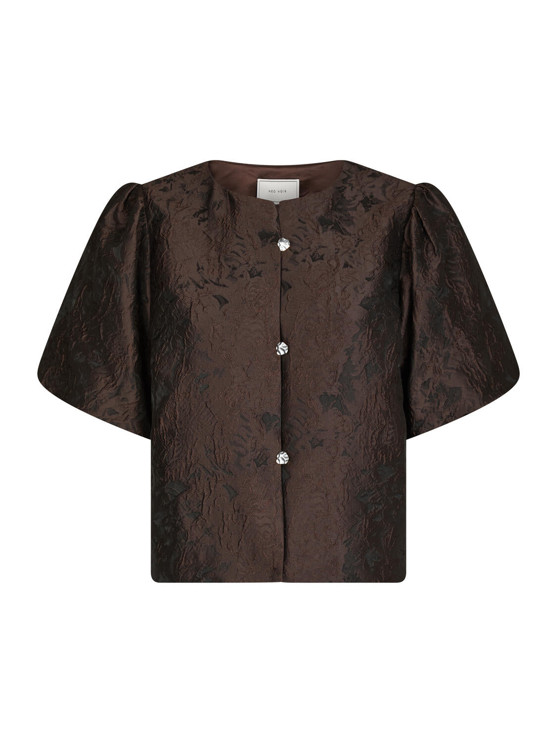 Aisa Brocade bluse - mørkebrun