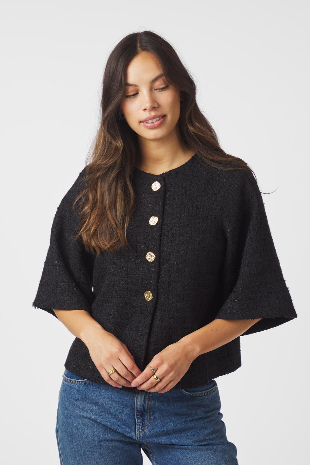 Rosella Boucle Mini jakke - sort