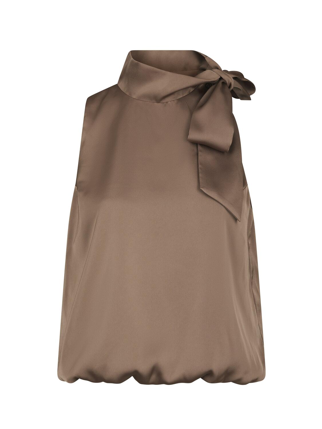 Veda Drapy Satin top – Dark Taupe