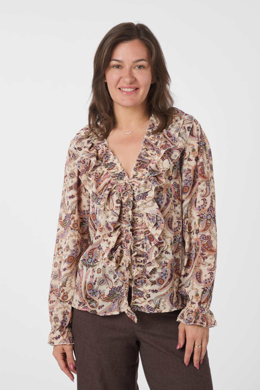 Ivey Art Paisely bluse - Creme