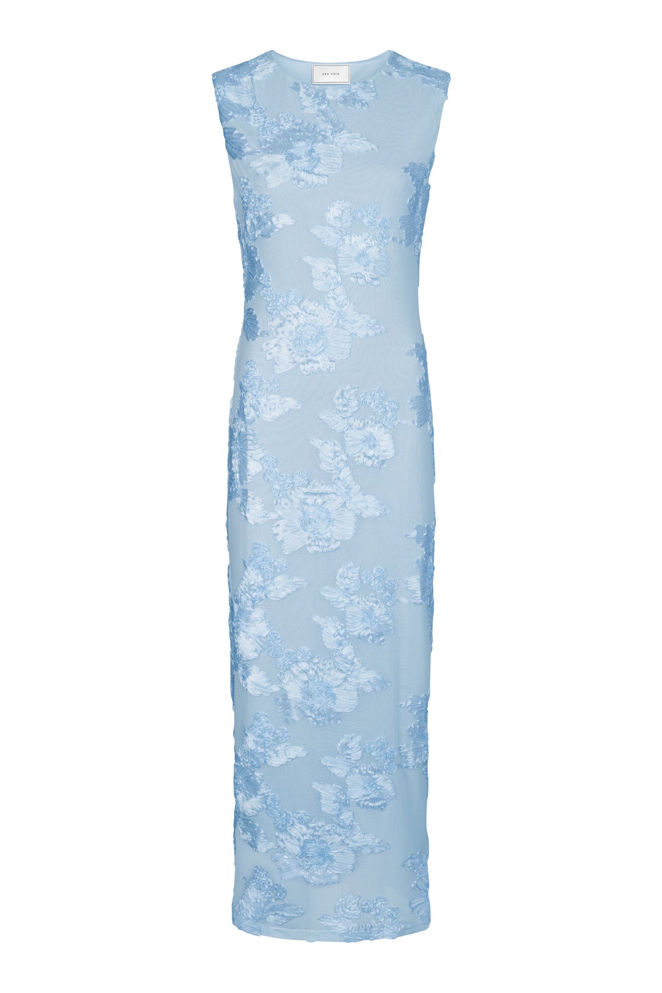 Tiranna Big Flower Mesh kjole - Light Blue