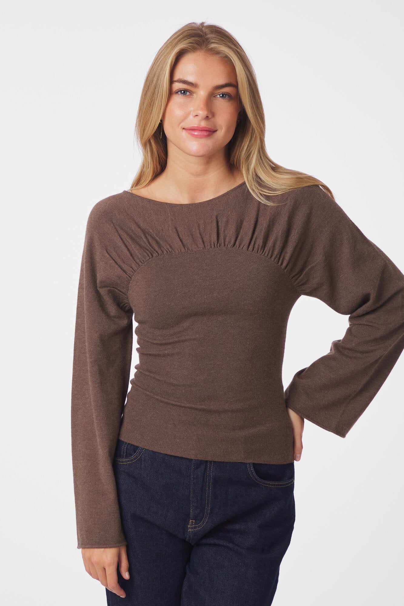 Kaiba striktrøje - Brown Melange