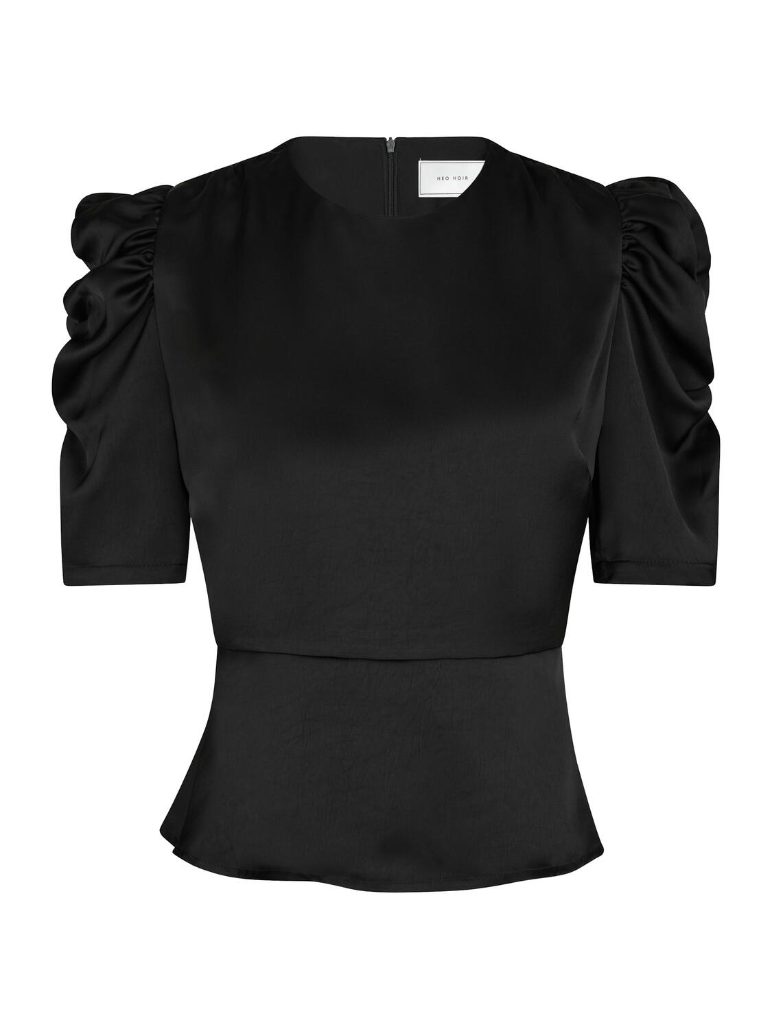 Benua Heavy Sateen bluse - sort