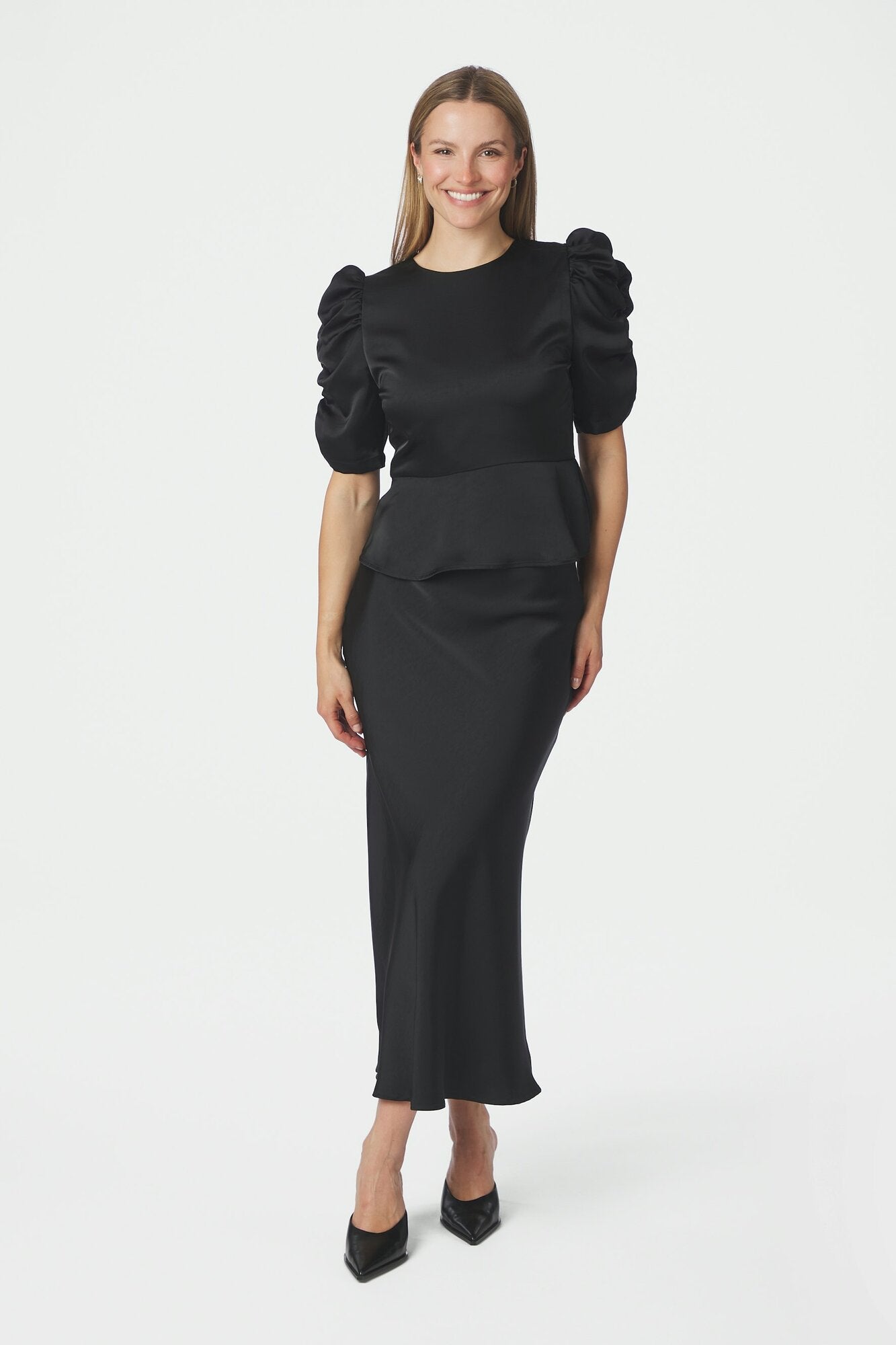 Benua Heavy Sateen bluse - sort