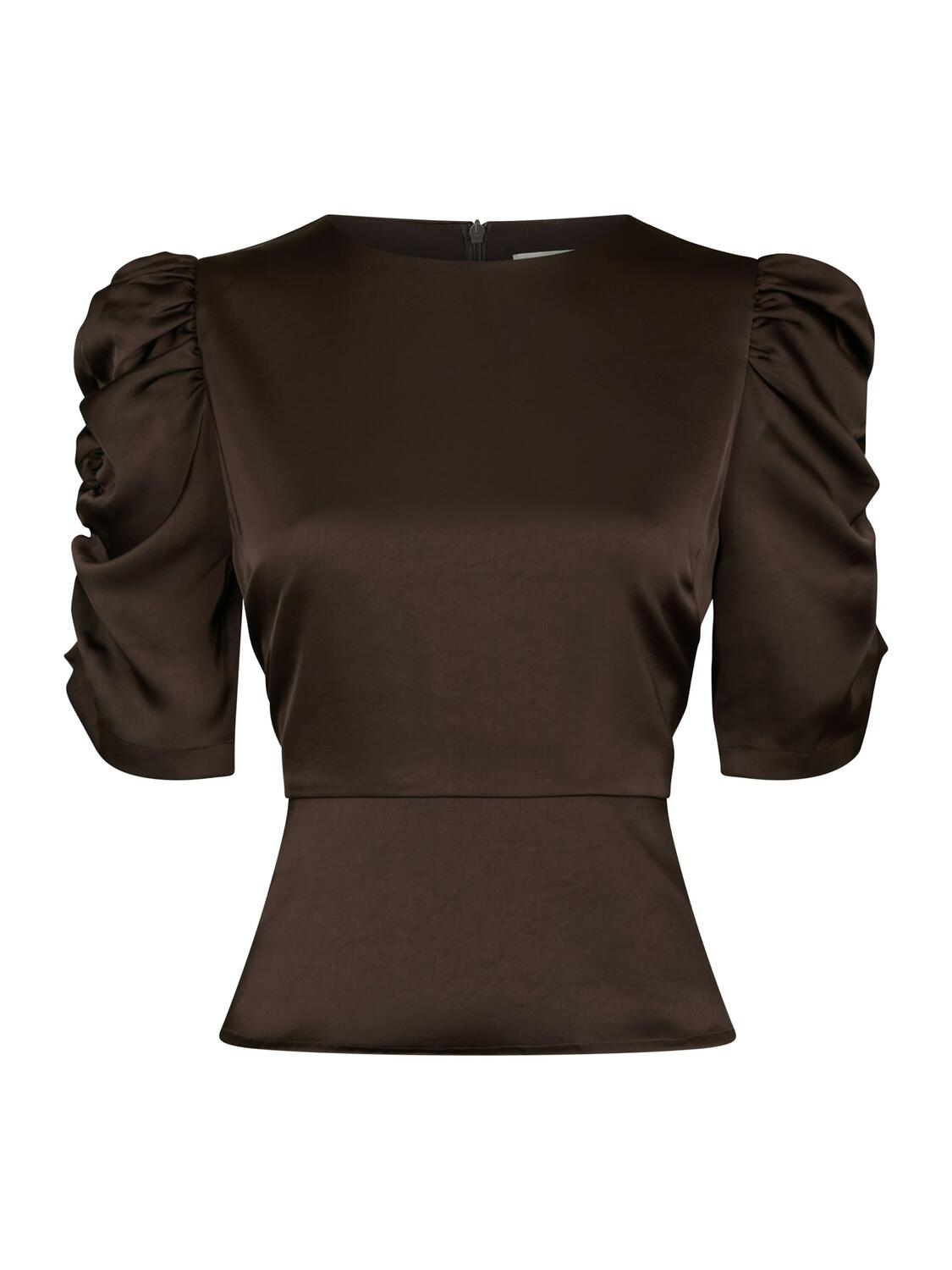Benua Heavy Sateen bluse - Dark Brown