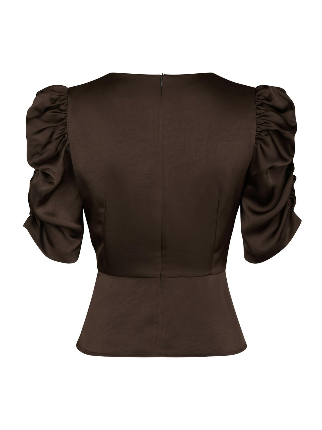 Benua Heavy Sateen bluse - Dark Brown
