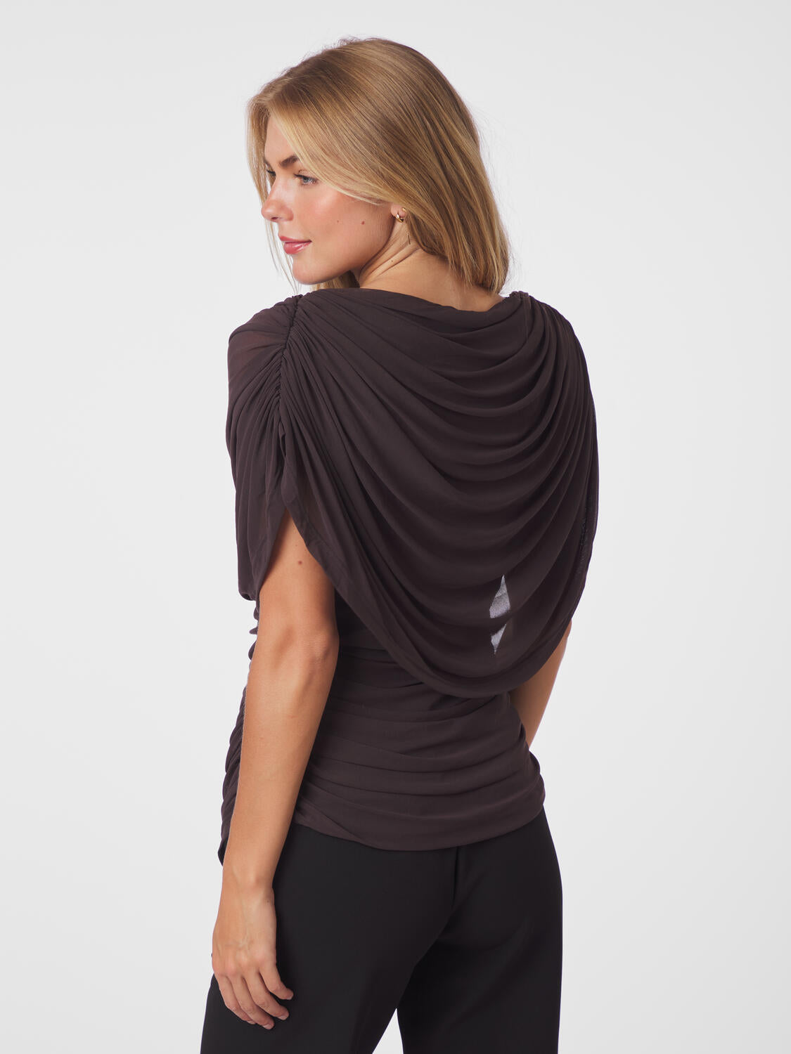 Cottuna Drapy Mesh top - brun