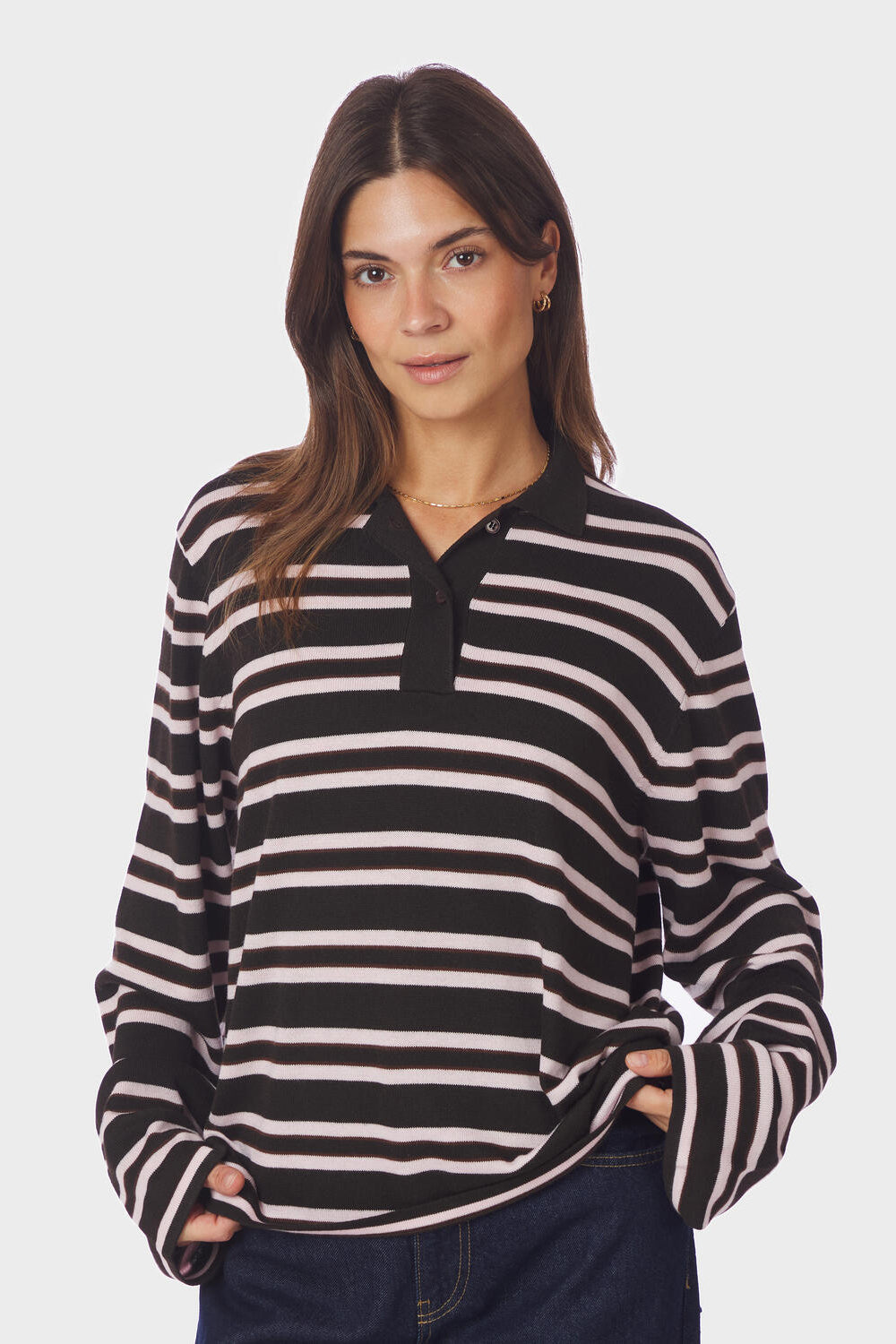 Mala strikker polotrøje - Dark Brown