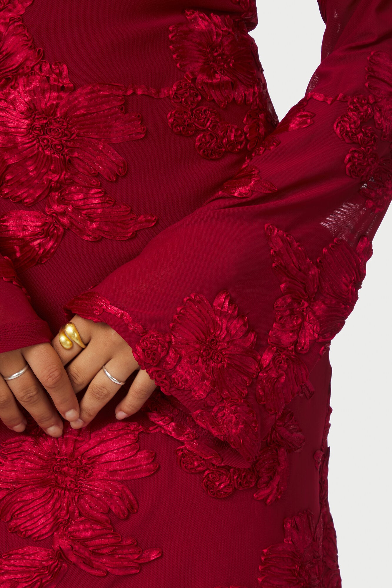 Dirina Big Flower Mesh kjole - rød