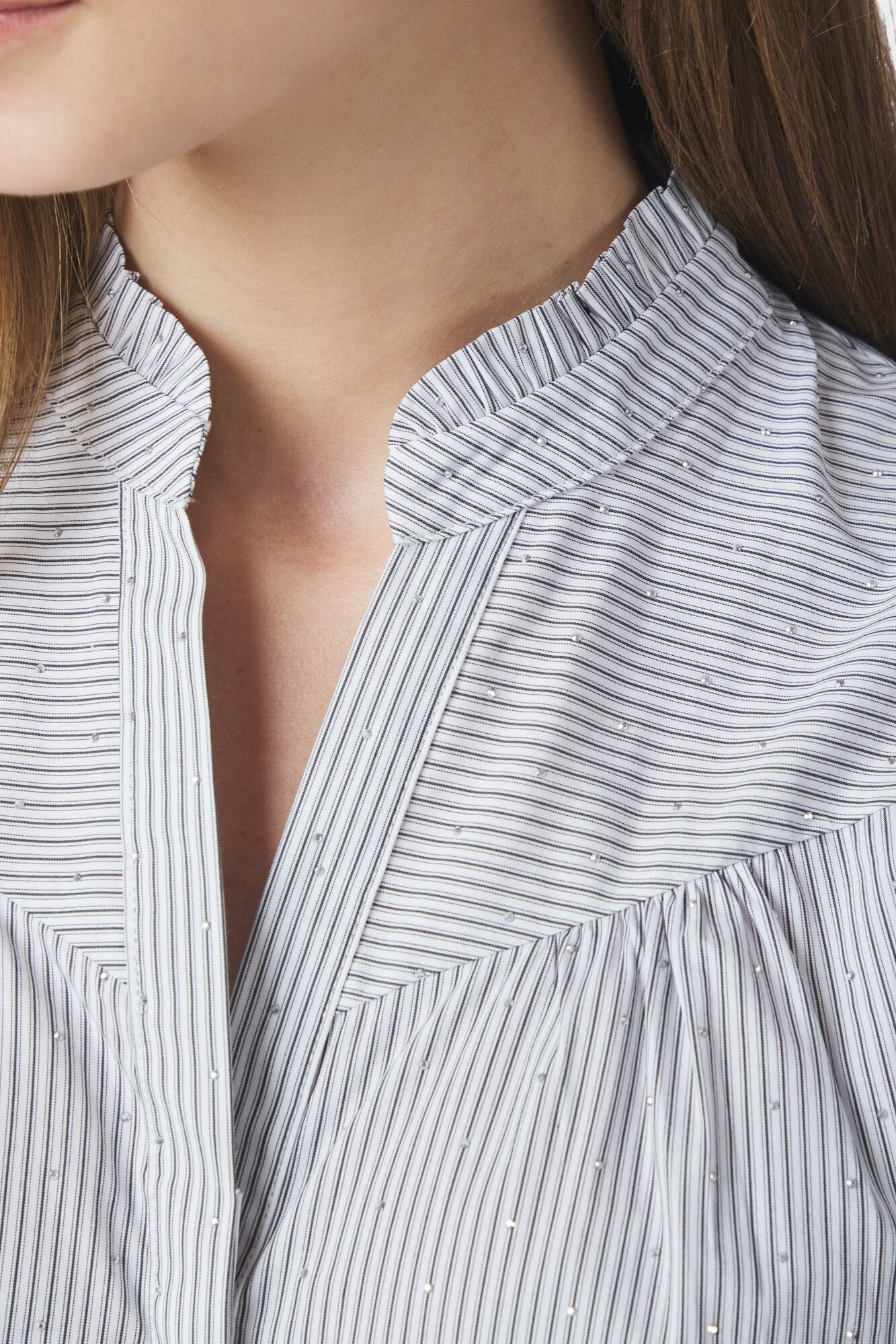 Astrida Stripe Stone skjortebluse - hvid