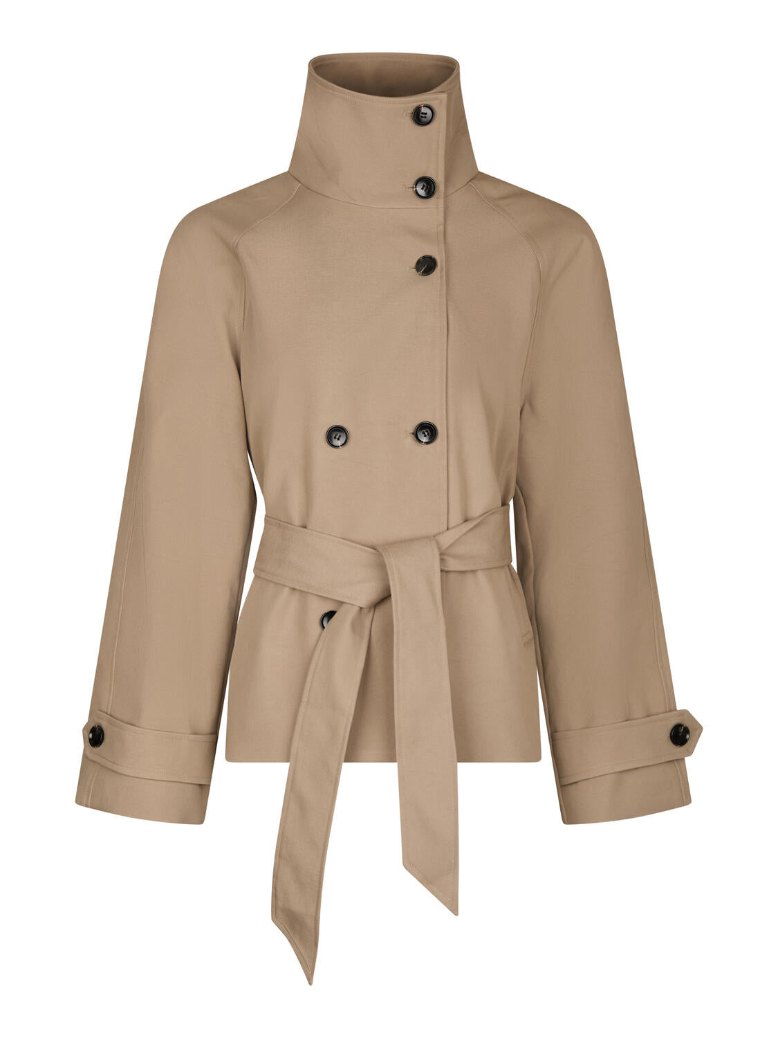 Munet kort trenchcoat - sand