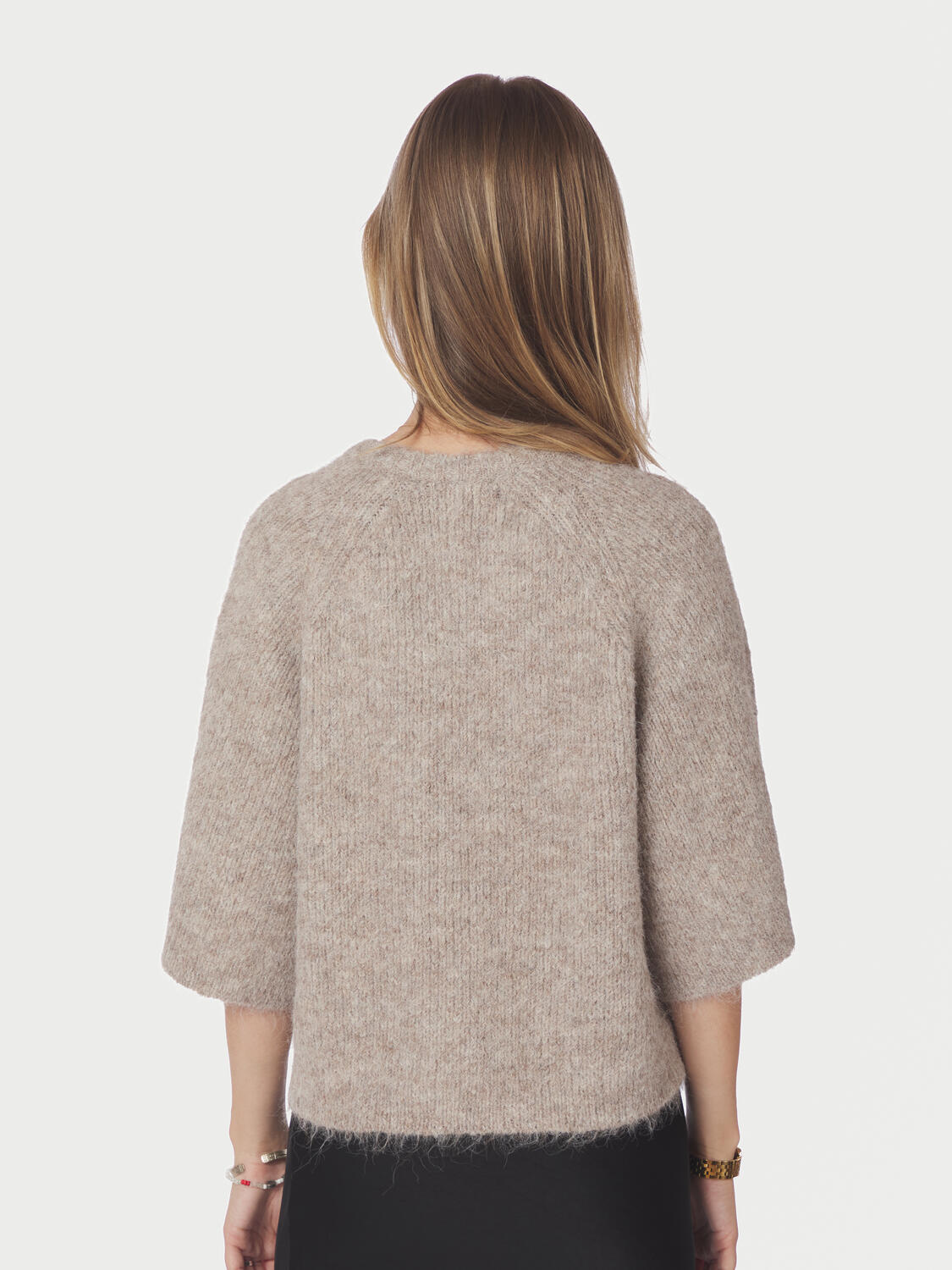 Amaya Fluffy Knit cardigan - Beige Melange