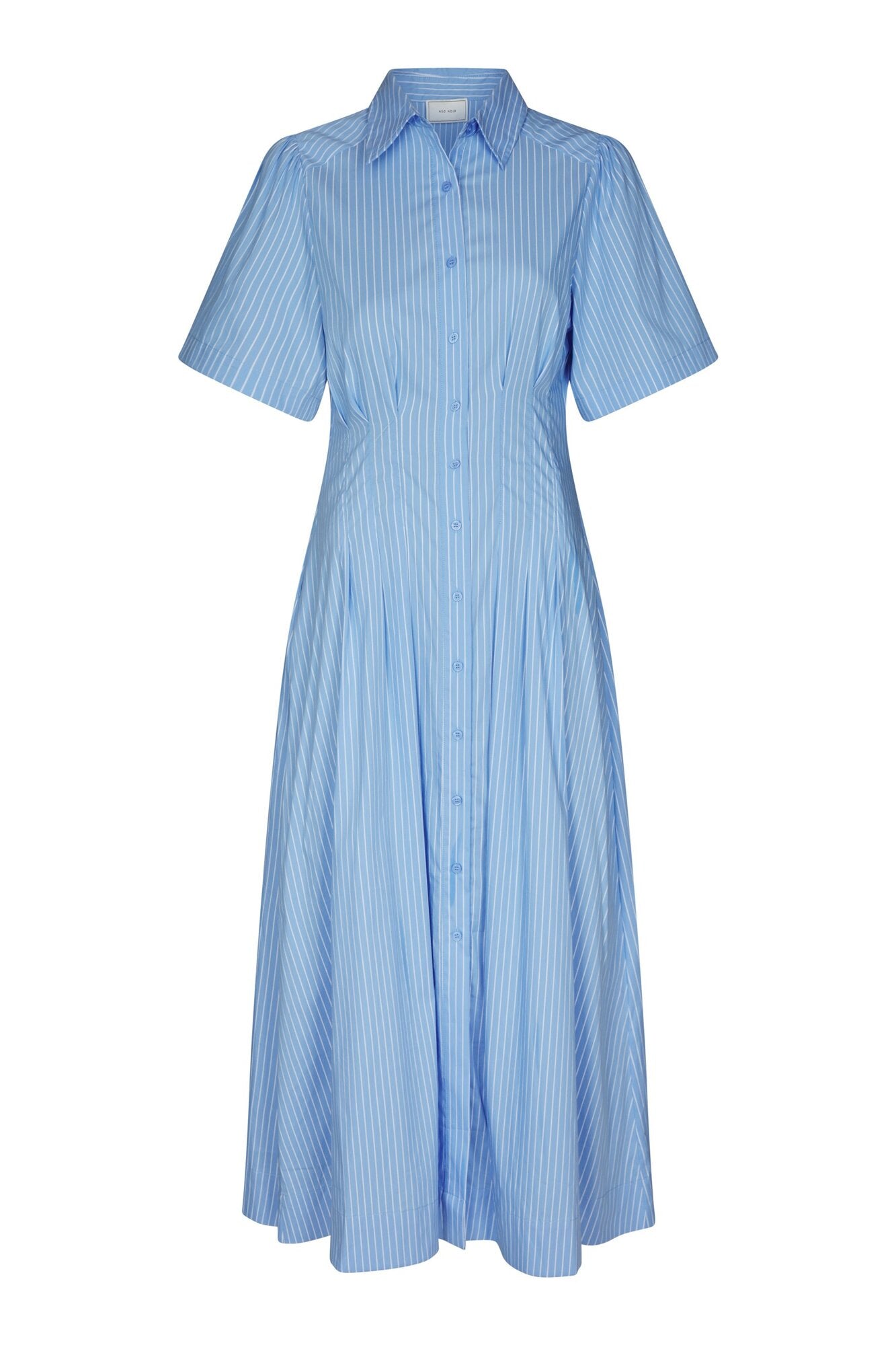 Baia Stripe Poplin kjole - lyseblå
