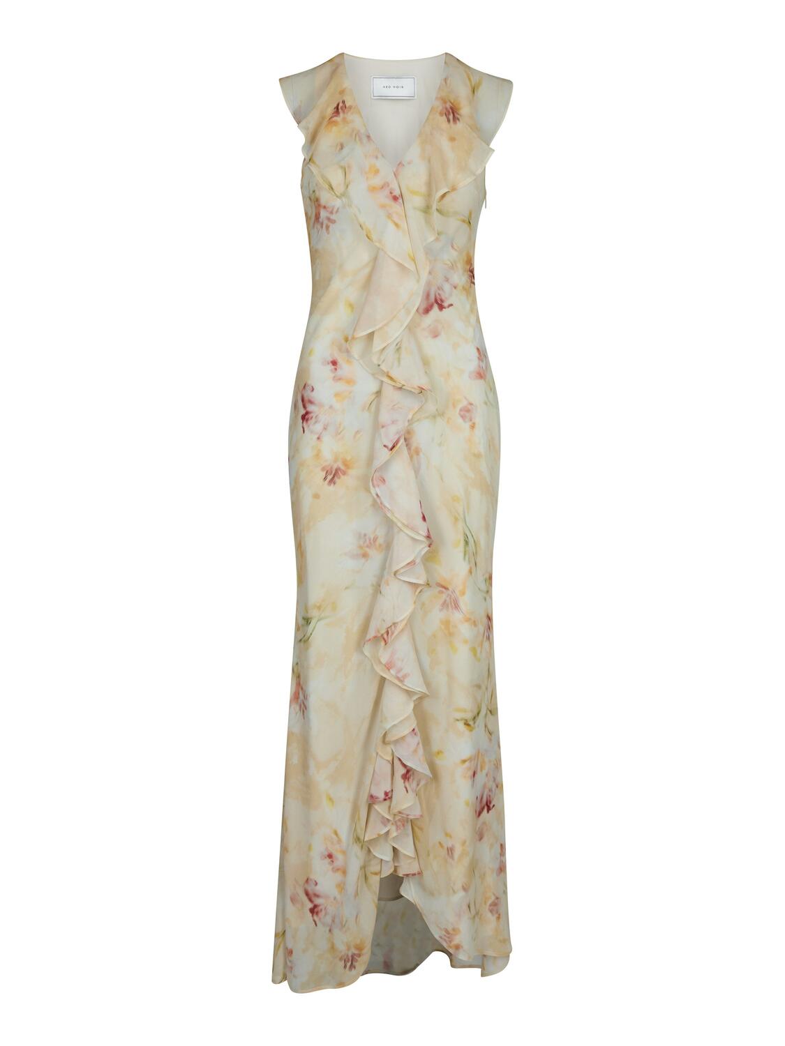 Zella Chiffon Print kjole - Dusty Yellow