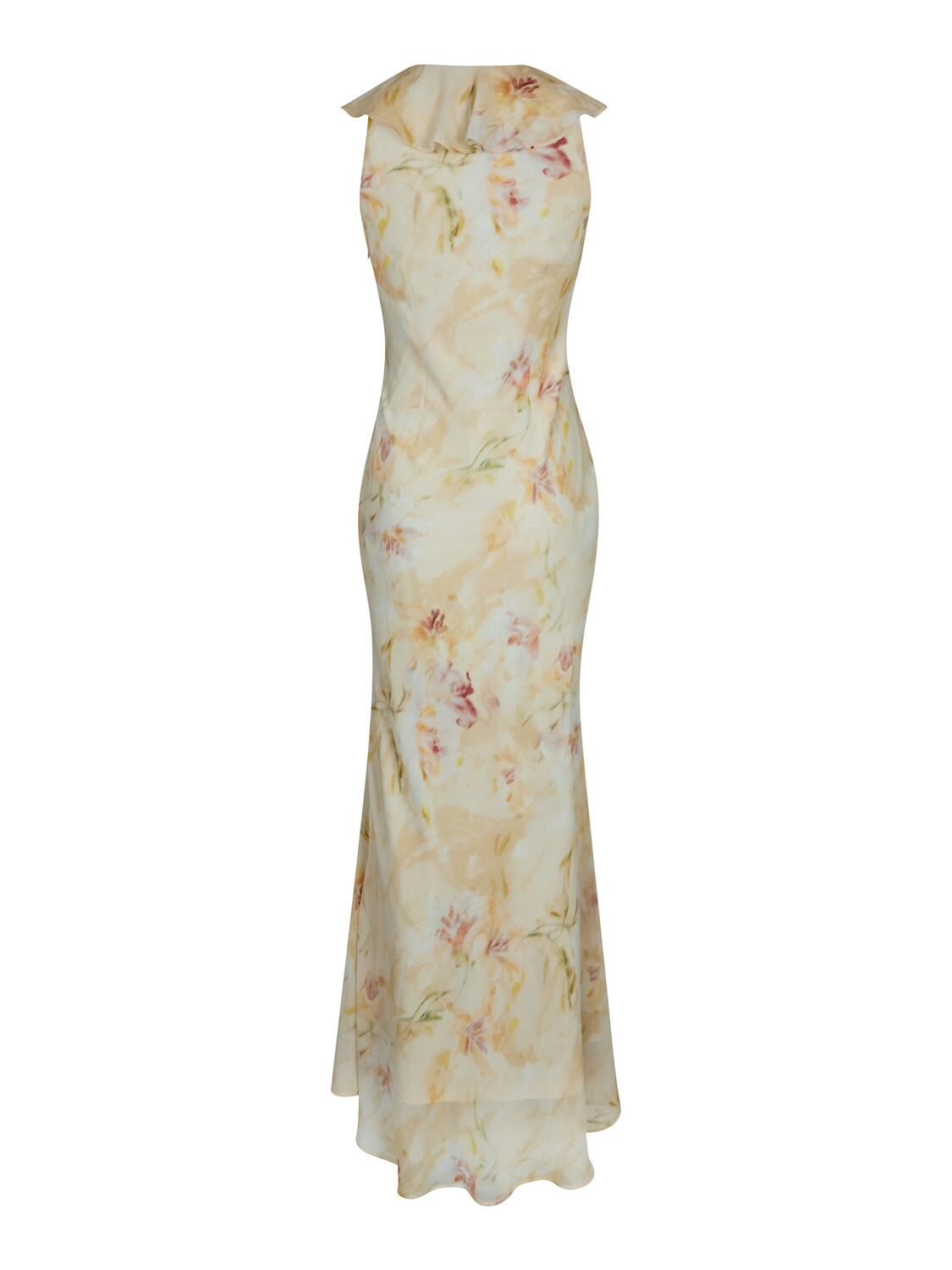 Zella Chiffon Print kjole - Dusty Yellow