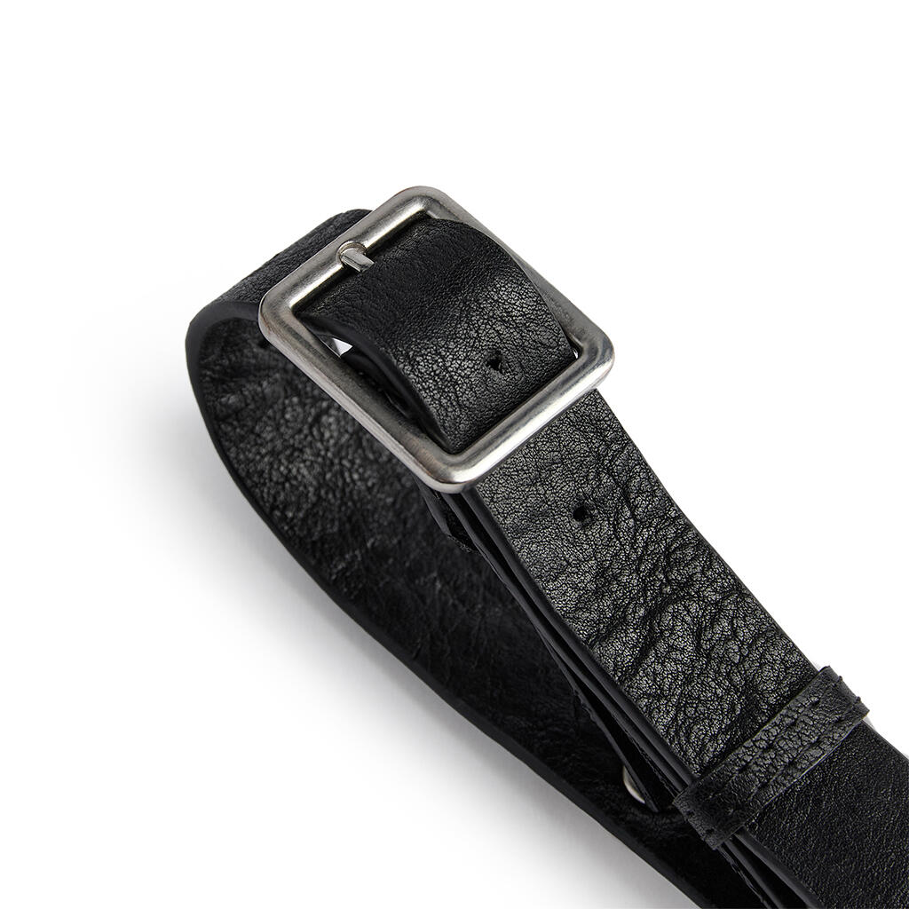 Jeans læderbælte - Black/Amr silver