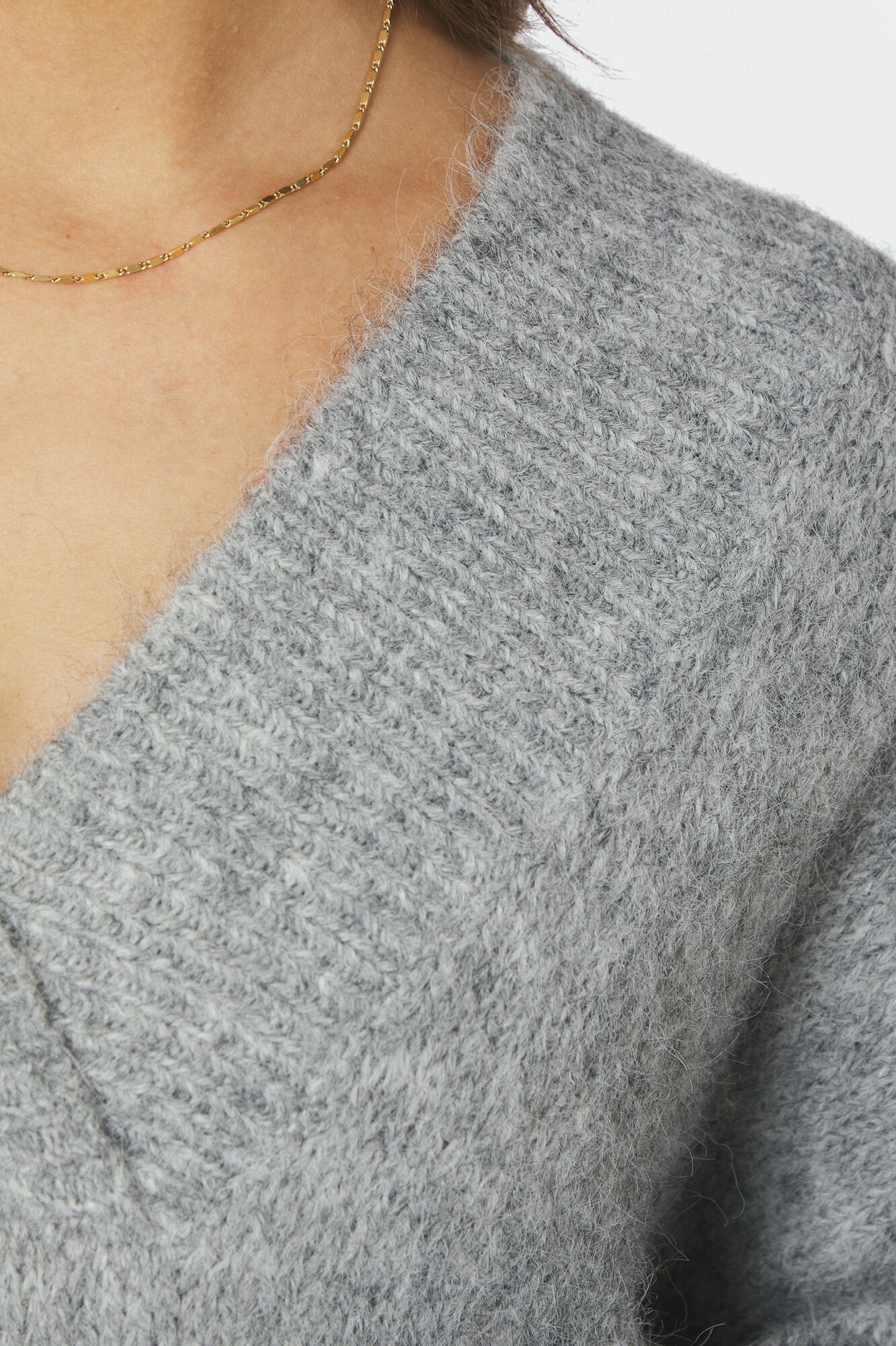 Melli Fluffy striktrøje - Grey Melange