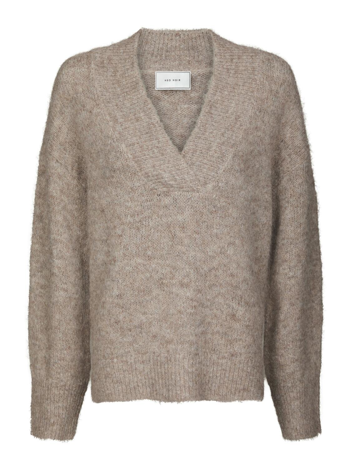 Melli Fluffy striktrøje - Beige Melange