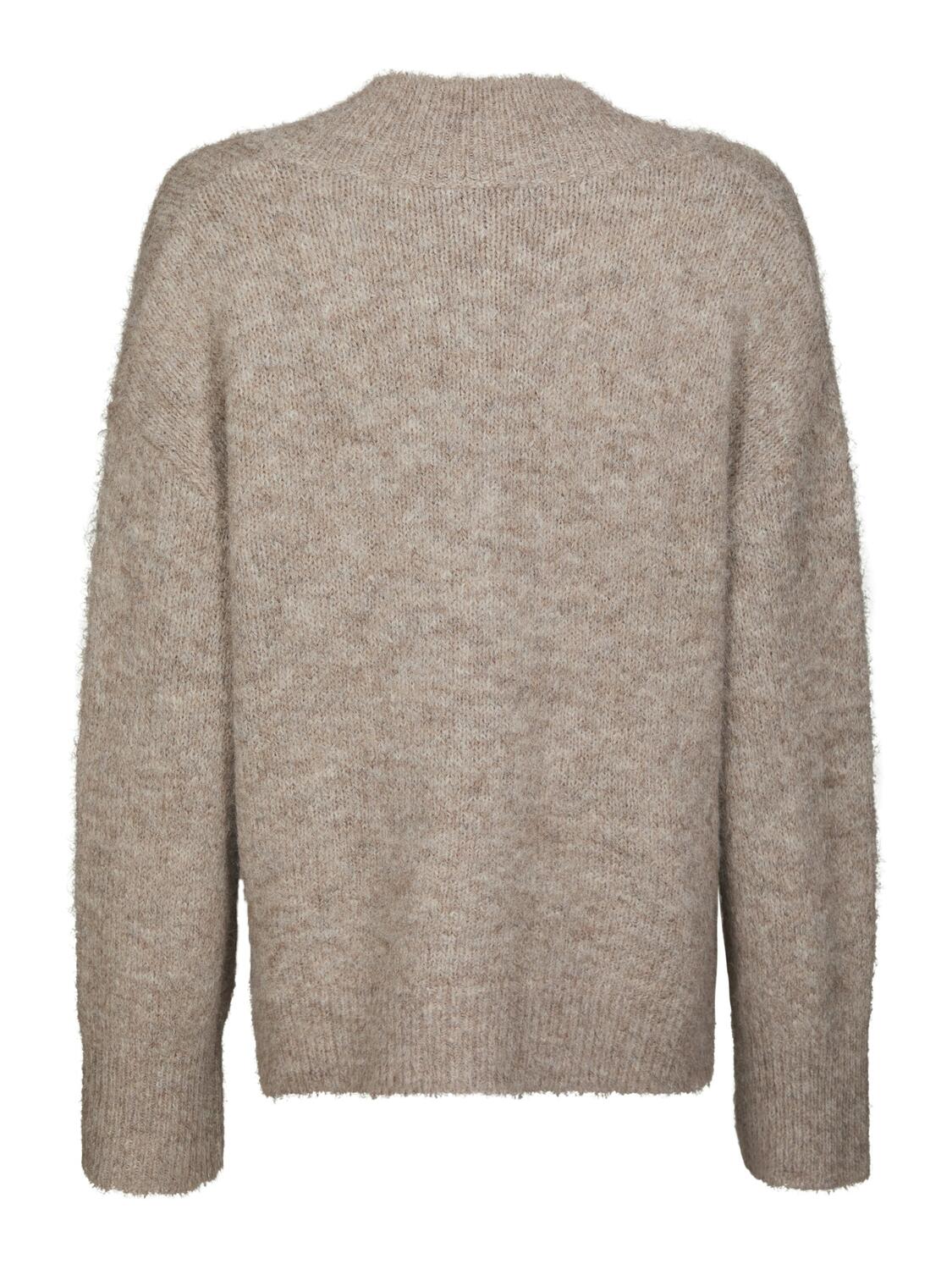 Melli Fluffy striktrøje - Beige Melange