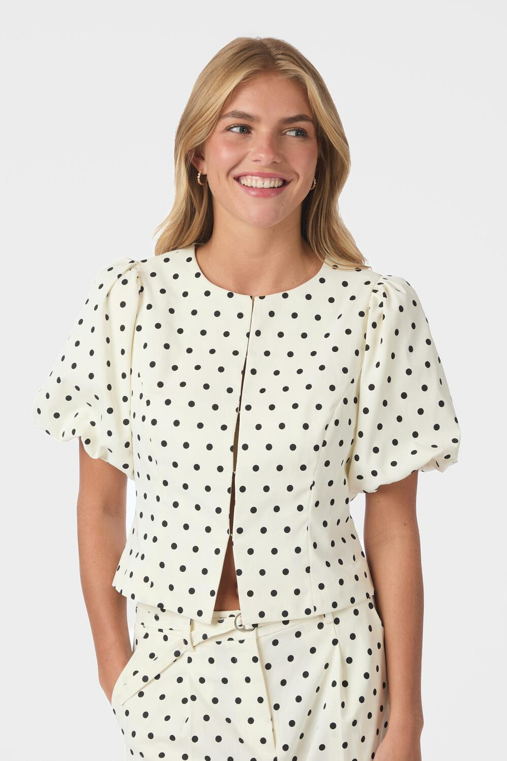Anela Dot bluse - hvid