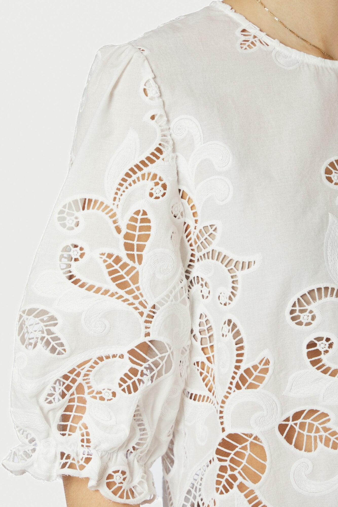 Fia Embroidery bluse - hvid