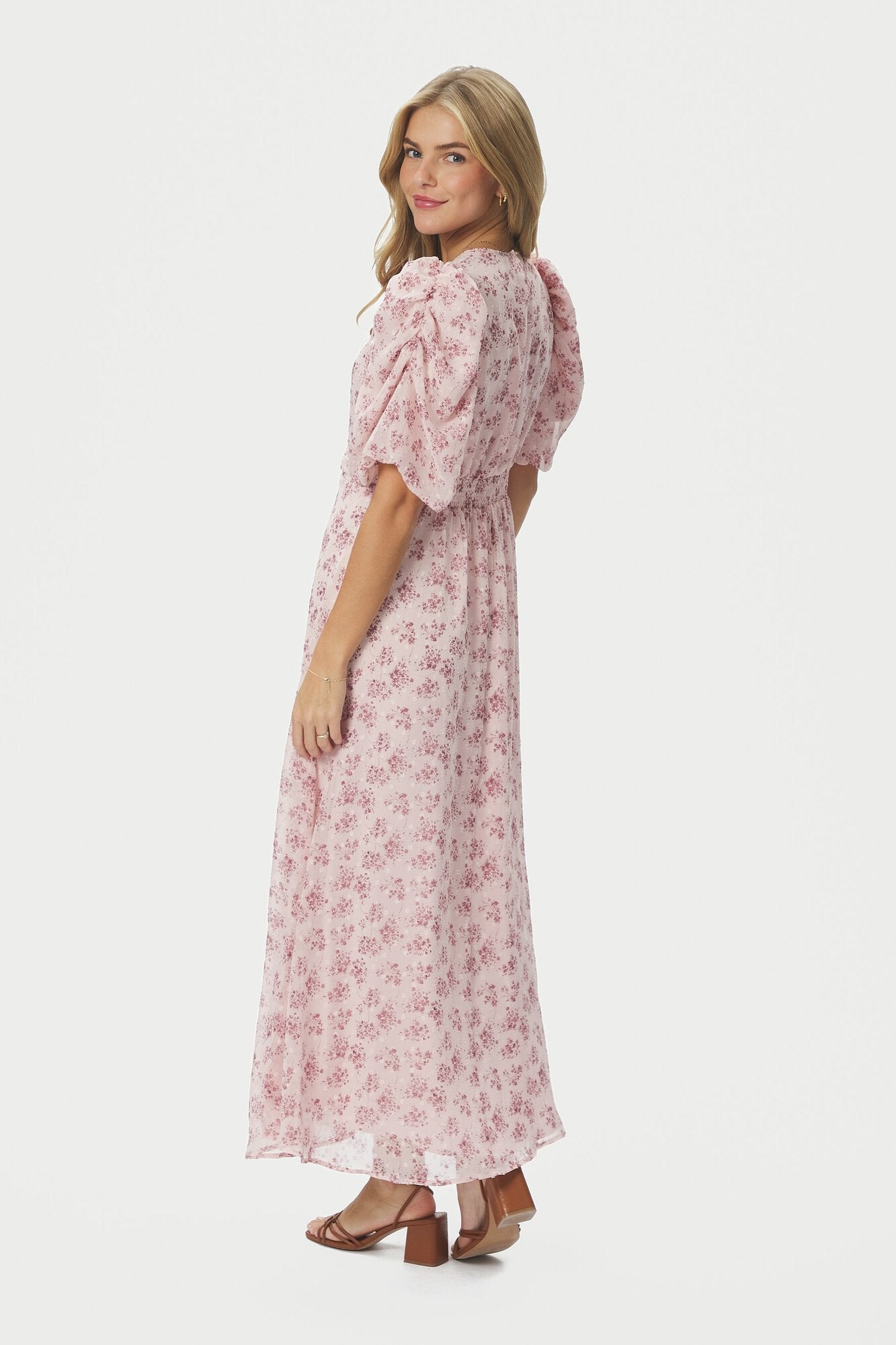 Kikka Chiffon Flower kjole - rosa